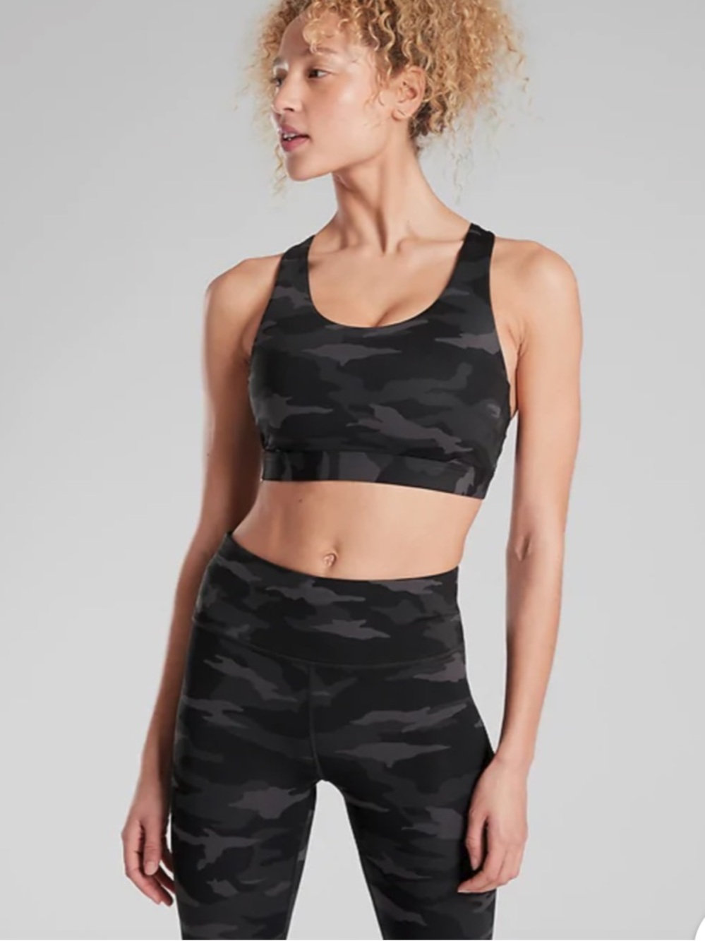Athleta Ultimate Printed Bra Black Camo